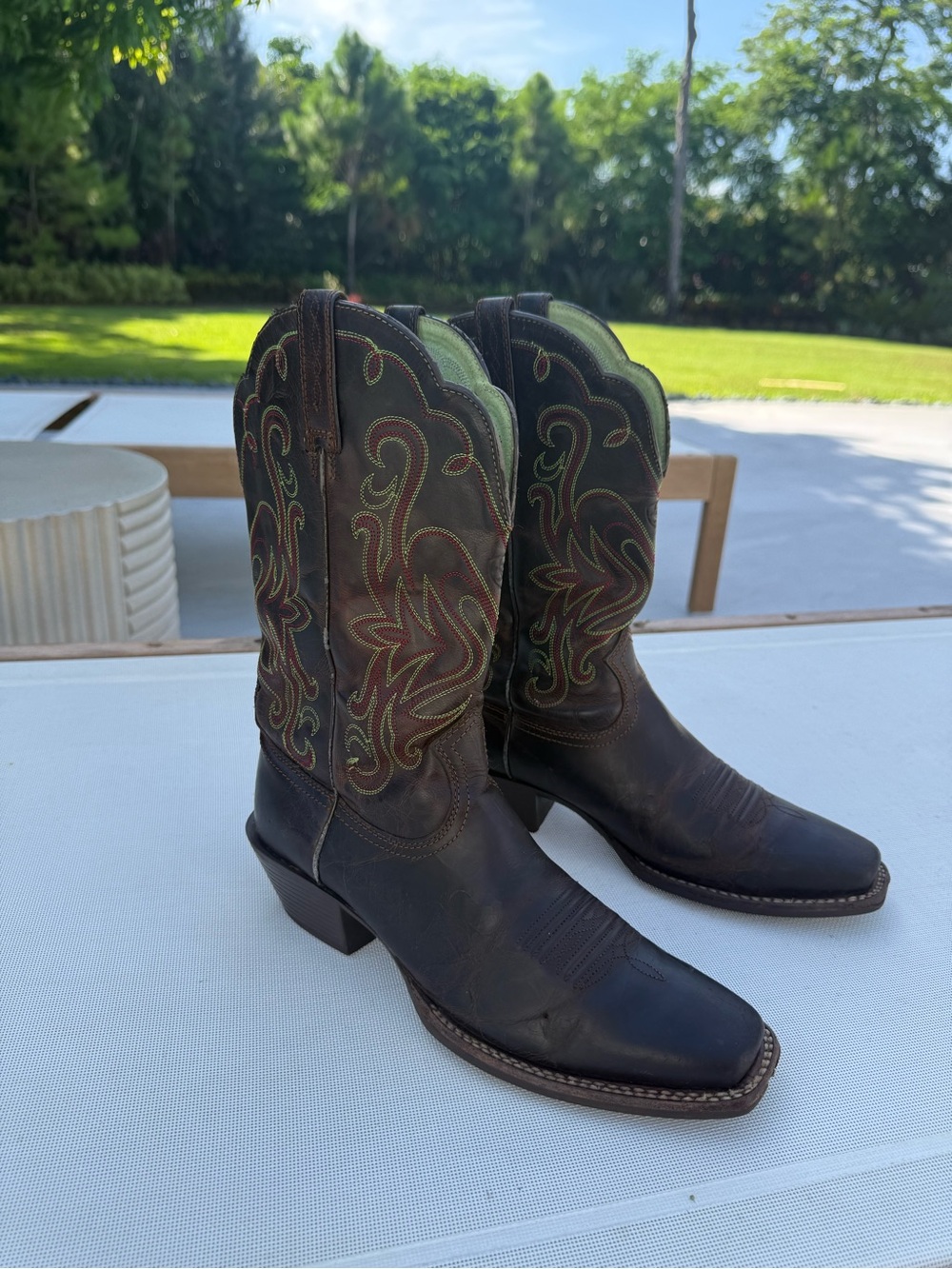 Ariat Legend Sassy 10010169 Womens 9B Brown Leather Square Toe Western Boots